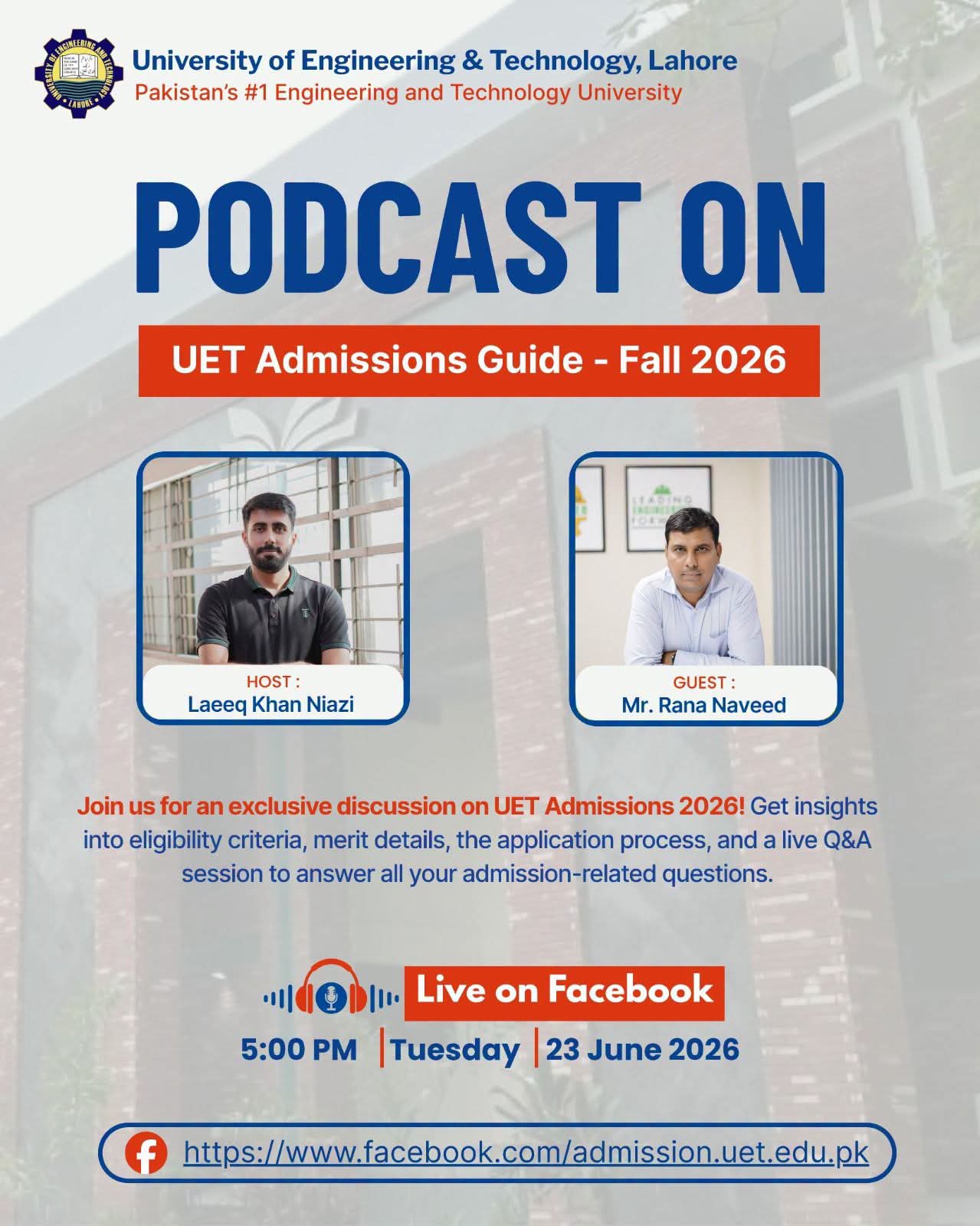 Podcast on UET Admission Guide - Fall 2026